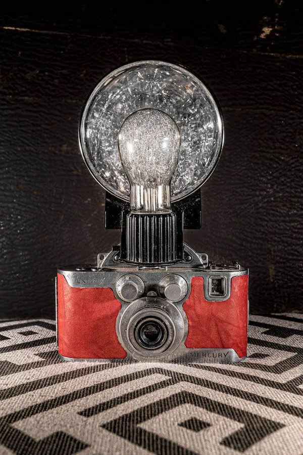 vintage camera with flash
